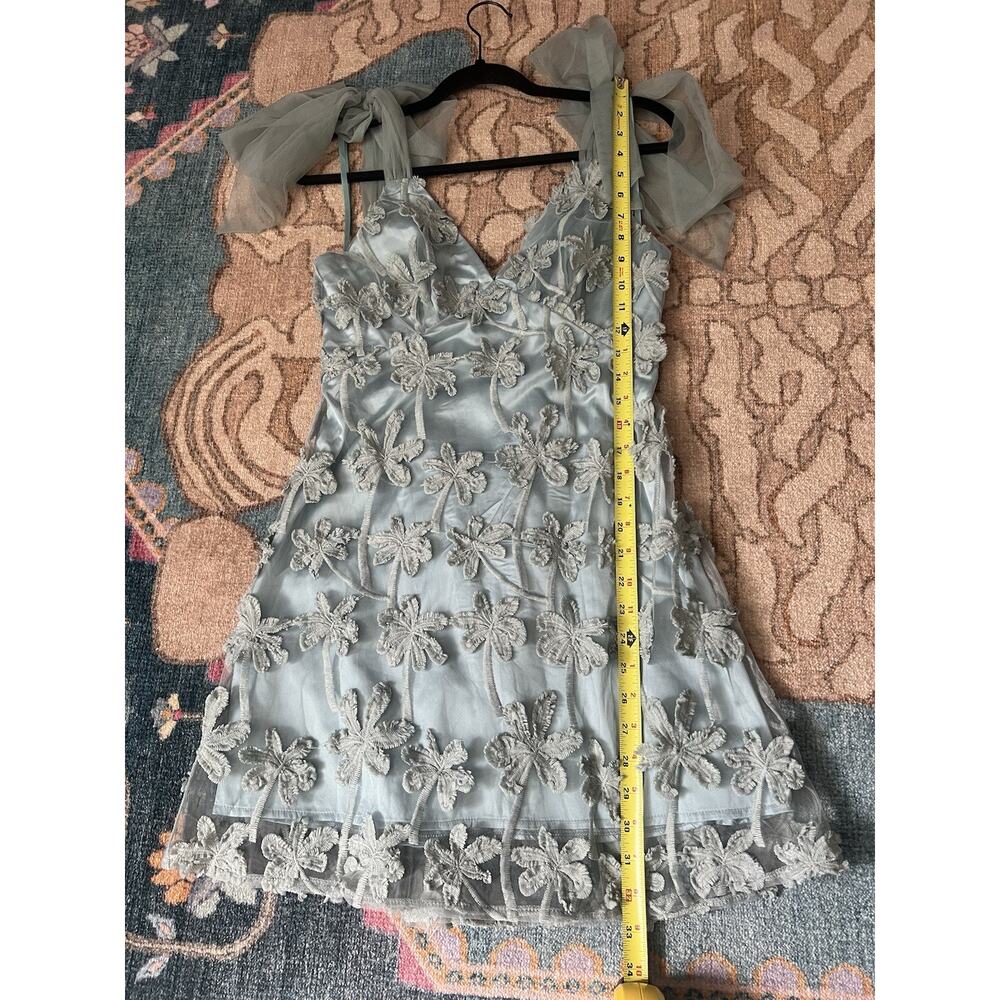 SELFIE LESLIE Mykonos Morning Tie Shoulder Floral Embellished Mini Dress S NWT - Picture 12 of 13